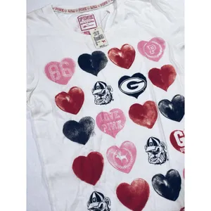 NWT VS PINK Georgia Bulldogs Heart Tee - Womens Size S - White thumbnail 2