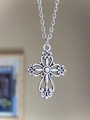 Handmade vintage antique goth cross necklace✝️ thumbnail 1