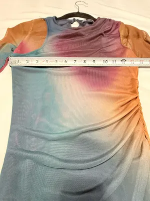 Zara Sheer Long-Sleeve Ombre Bodycon Dress - Teal Multi thumbnail 11