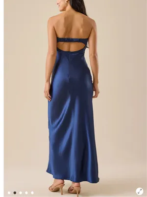 Altard State Navy Blue Satin Paityn Strapless Maxi Dress Women’s Sz XXS NWT thumbnail 2