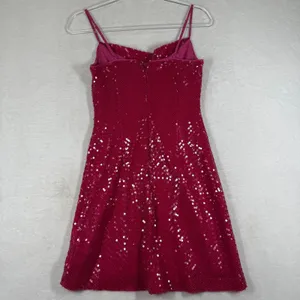 LIKELY Hot Pink Sequin Mini Dress Womens Size 0 Fuchsia Spaghetti Strap Sparkly‎ thumbnail 10