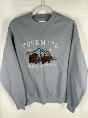 Lazy Sunday Yosemite Sierra Nevada Embroidered Crewneck Sweatshirt Size S thumbnail 2