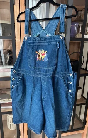 Vintage Disney winnie the pooh overalls embroidered plus denim friends shorts thumbnail 1