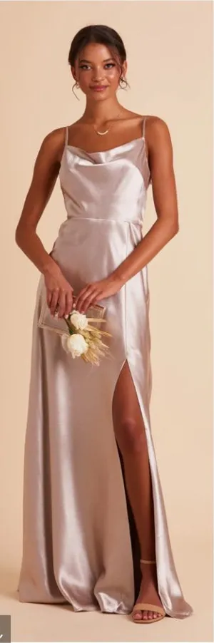 Gorgeous Birdy Grey Lisa Taupe Satin Cowl Neck Slip Dress thumbnail 1
