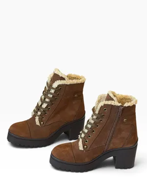 JEFFREY CAMPBELL Scaveng Sh Leather Boot Faux Shearling Lining Brown 8.5 thumbnail 6