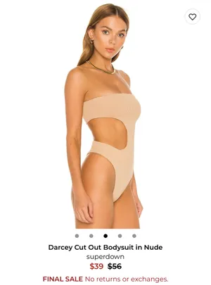 Superdown Darcey Cut Out Bodysuit Nude Size Small thumbnail 4