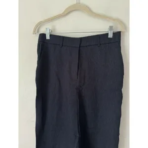 NWT OGL European Linen-Like Mid Rise Flared Pant Size Medium Pockets Denim Navy thumbnail 6