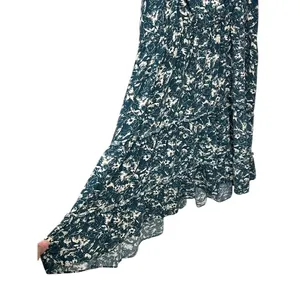Maurice's Teal Floral Tiered High-Low Dress Boho Euro Summer Mediterranean Large thumbnail 7