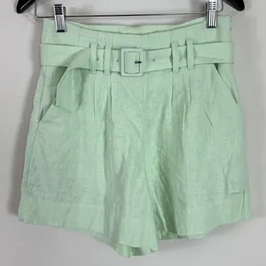 Abercrombie & Fitch‎ Linen Blend Belted High Rise Mint Green Shorts Size Small thumbnail 1