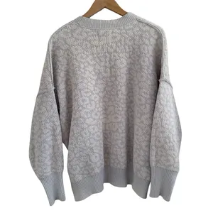 Abercrombie & Fitch Soft A&F Sweater‎ White Gray Animal Print Crew Neck M thumbnail 2