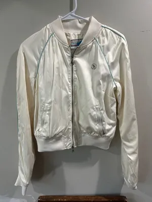 Vintage Abercrombie and Fitch Cream Satin Bomber Jacket Rare Grail Size M thumbnail 1