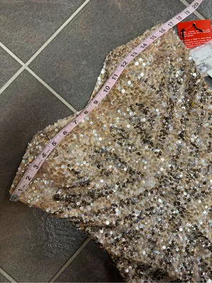 Shail K Strapless Sequined Bodycon Mini Dress Blush Beige Silver 10 NEW NWT thumbnail 6