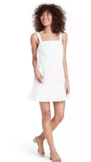 Alexis x Target White Eyelet Ruffle Hem Dress thumbnail 1