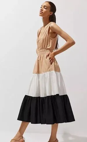 ANTHRO Maeve Colorblock Tiered Maxi Dress thumbnail 1