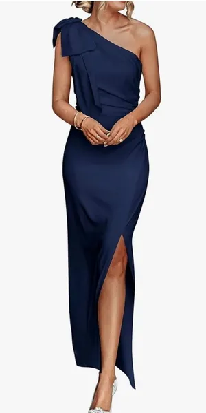 NEW Blue Formal Semi Formal One Shoulder Maxi Dress XL thumbnail 1