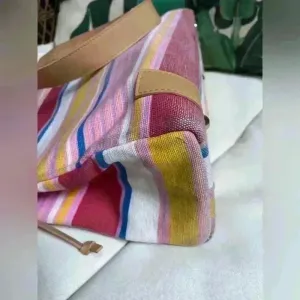 Women’s Multicolor‎ Striped Beach Bag Pink thumbnail 7