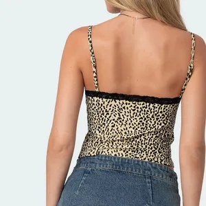 Edikted Leopard Printed Lace Trim Tank Top thumbnail 5