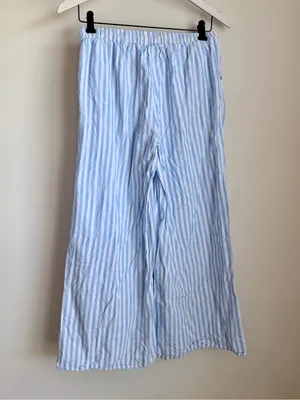 Source Unknown Blue & White Striped Cotton Wide Leg Beach Pants Size Small thumbnail 4