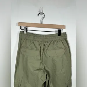 Abercrombie & Fitch Cargo Pants Olive Green Wide Leg Drawstring Waist Size Small thumbnail 5