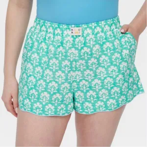NWT roller rabbit x target green stamped floral poplin boxer shorts size large thumbnail 1