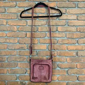 Fossil‎ Women's Y2K Leather Double Pocket Crossbody Bag Pink Small Size thumbnail 2