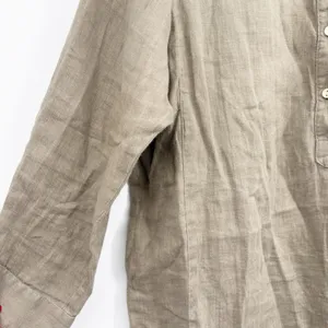 Touch Womens 100% Linen Made in USA Olive Henley Lagenlook Popover Tunic Top 2 thumbnail 2
