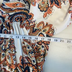 Free People Say‎ You Love Me Mini Dress Size M Orange Combo Paisley Boho Flowy thumbnail 11