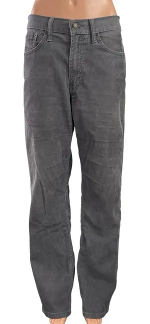 Levi's 514 Womens Gray Corduroy High Rise Straight Leg Denim Jeans Pants Size 34 thumbnail 1