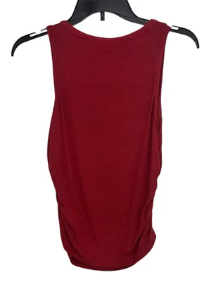 Women’s Red Sleeveless Ribbed Tank Top thumbnail 2