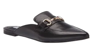 Black Leather Fortress Horse Bit Pointed Toe Slip On Loafer Mules thumbnail 1