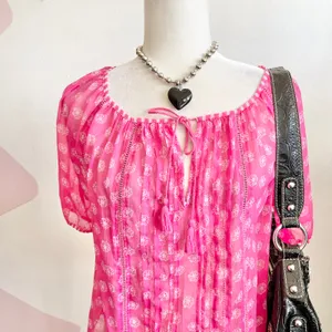 Abercrombie & Fitch Pink Sheer Logo‎ Top Y2K Vintage 2000s XS thumbnail 2