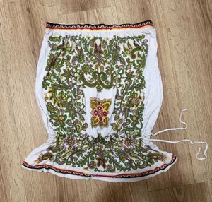 JW Junction West Strapless Tube Top Green Paisley Boho Peplum Ties‎ Y2K Small thumbnail 1