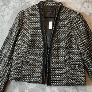 Talbots Breckenridge Tweed‎ Jacket Wool Blend Black Gold Sz 16 Career Office thumbnail 2