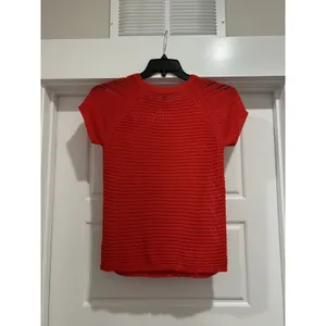 Fever Red Knitted Short Sleeve Top Sweater Size Medium Game Day USA Holiday thumbnail 4
