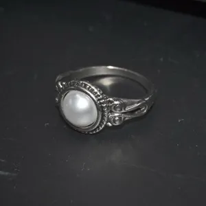 Faux Round Pearl Ring Silver thumbnail 5