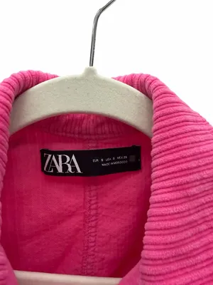 ZARA Hot Pink Cropped Corduroy Oversized Button‎ Down Shacket thumbnail 3