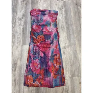 Anthropologie The Soleil Slim Strapless‎ Ruched Mesh Dress Size XL thumbnail 2