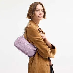 Coach CDA98 Patent Debossed Signature Teri Shoulder Bag Crossbody Light Violet thumbnail 3