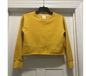 Zyia Active Mustard Yellow Crew Neck Crop Sweatshirt Size Large Athleisure Gym thumbnail 1