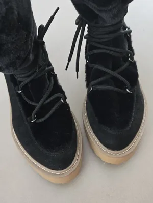 New JLO by Jennifer Lopez Womens Ginna Black Faux-Fur Winter Boots Size 8 thumbnail 3