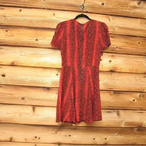 Red Black Python Snake Print Silk Blend Fit and Flare Dress thumbnail 8