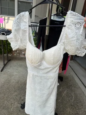 Hello Molly White Eyelet Milkmaid Mini Dress thumbnail 1