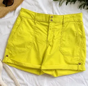 WHBM Neon Yellow Utility Shorts Size 6 Bright Summer Coastal Resort‎ Stretch thumbnail 1