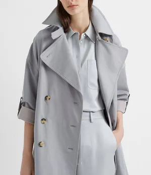Club Monaco Light blue/grey Adjustable Sleeve Soft Trench thumbnail 1