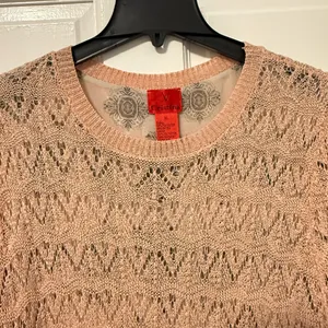 V‎ Christina Crochet Knit Scalloped Hem Sweater Peach Orange Size XL thumbnail 2