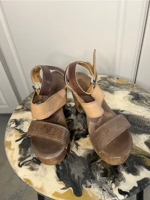 BED|STÜ Sophie Leather Wooden Platform Heeled Sandals thumbnail 4