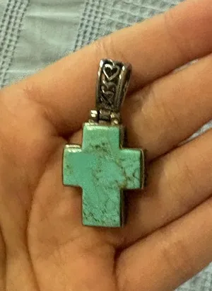 turquoise cross native made pendant Blue thumbnail 1