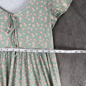 See You Monday Floral Tiered Dress Women's M Green Cottage Bloomcore Coquette thumbnail 6