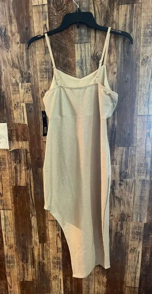 Steve Madden Madden NYC Champagne Sparkle Asymmetrical Hem Party Dress size medium thumbnail 4