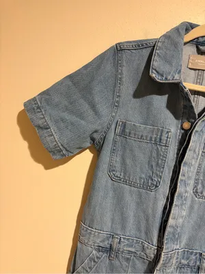 Everlane Light Wash Denim Short Sleeve Coverall Jumpsuit Boilersuit Utility 0 thumbnail 10